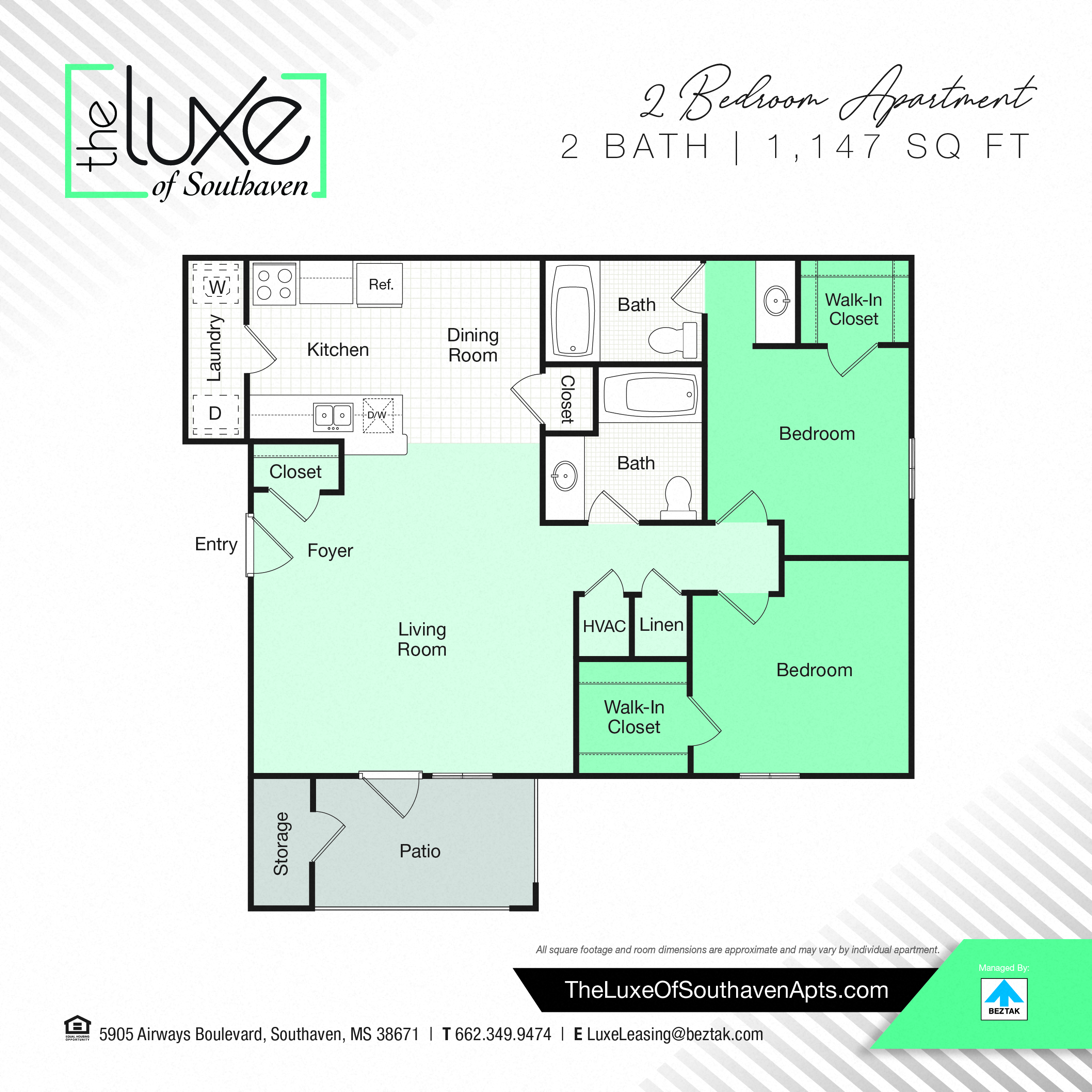 2 Bedroom - 1150 floor plan